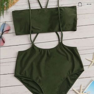 SHEIN Unique Olive Two Piece Bathing Suit